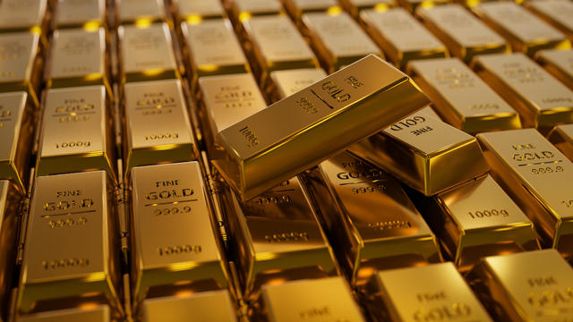 Close-up of gold bars 