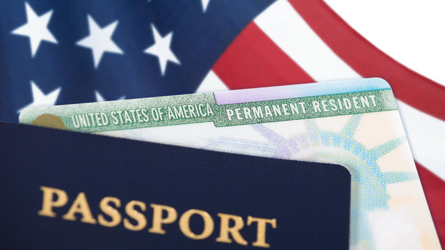 United States resident card, immigration concept 