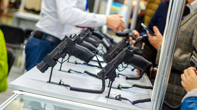Firearms for sale in a gun store 