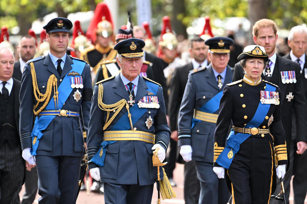 Members of the royal family in procession 