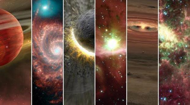 The image above features a montage of images from NASA's Spitzer Space Telescope 