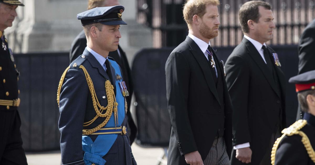 Princes William and Harry stood side by side behind the coffin for their grandmother's procession. The last time they did that was 25 years go for their mother, Princess Diana.