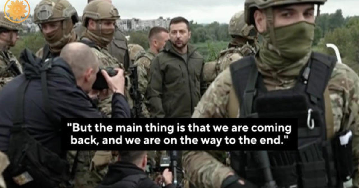 Ukraine's President Zelenskyy visits town recently recaptured from ...