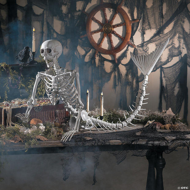 Life-size mermaid skeleton Halloween decoration 