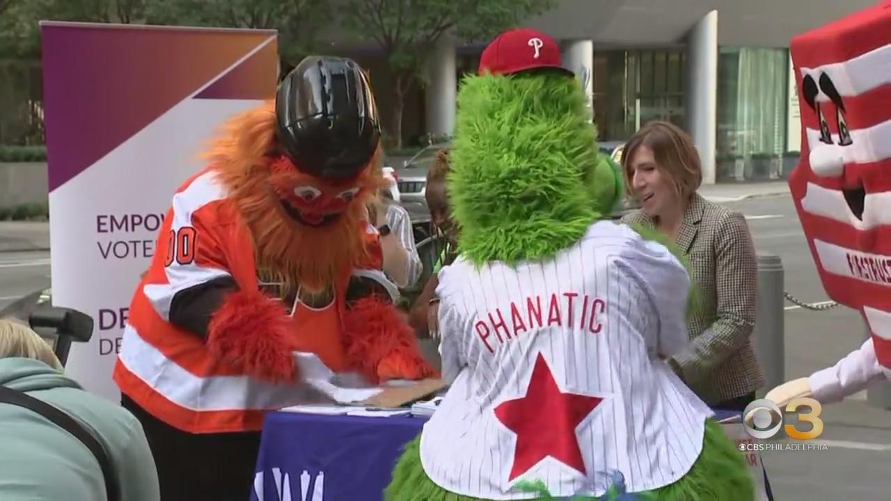 Committee of Seventy teams up with Phanatic, Gritty to encourage residents  to register to vote - CBS Philadelphia