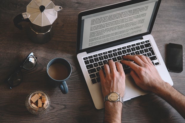 typing a novel on the computer