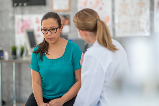 Nervous woman at doctor's
