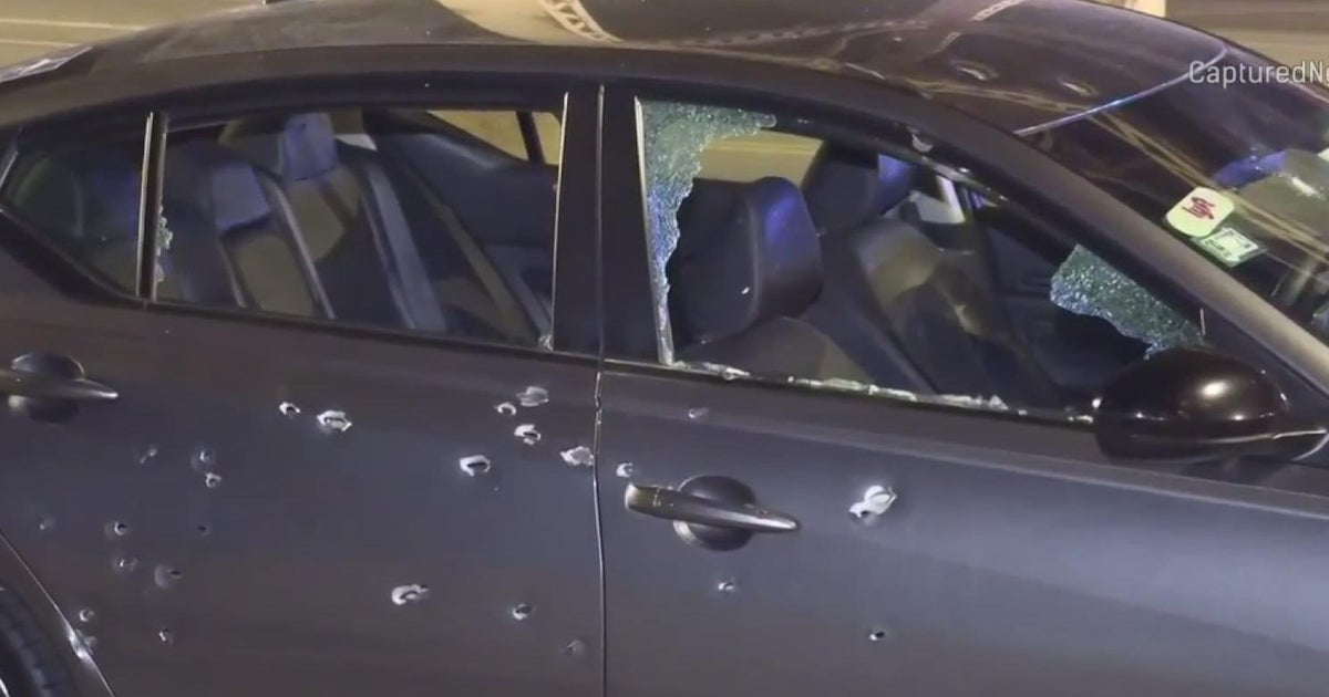 Rideshare car riddled with bullets with passenger shot, wounded - CBS ...