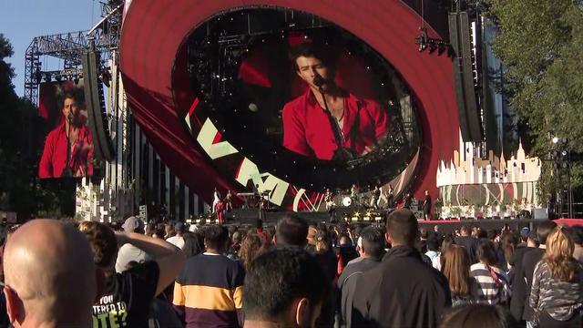 The Jonas Brothers perform on stage in Central Park for Global Citizen Live on Sept. 24, 2022. 