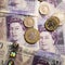 In this photo illustration banknotes of the pound sterling, 