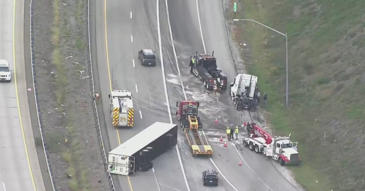 Tractortrailer overturns on I79 northbound, creating lane restriction