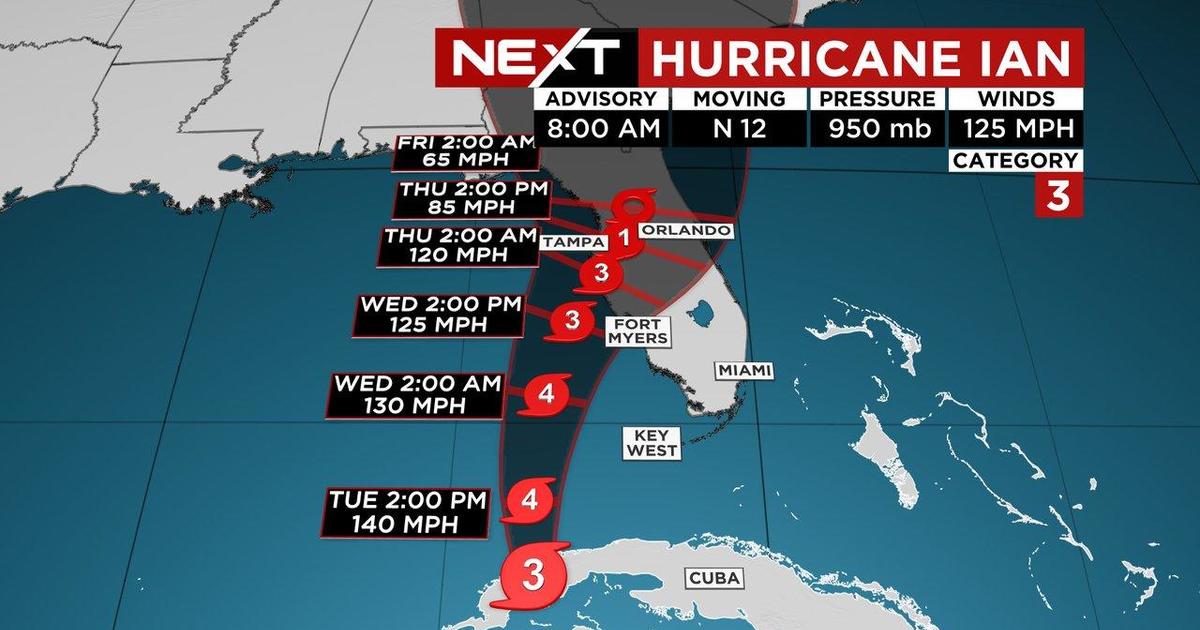 Ian becomes major Cat. 3 hurricane, Tropical Storm Watch for inland ...