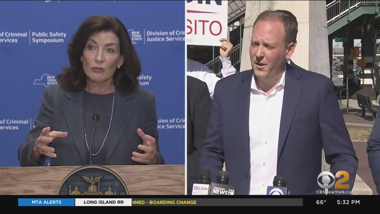 New Siena poll has Gov. Kathy Hochul's lead at 17, but Lee Zeldin says his  internal numbers say not so fast - CBS New York