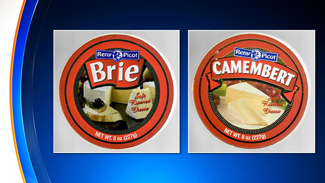 Photos of two kinds of brie and camembert cheese being recalled by Old Europe Cheese. 