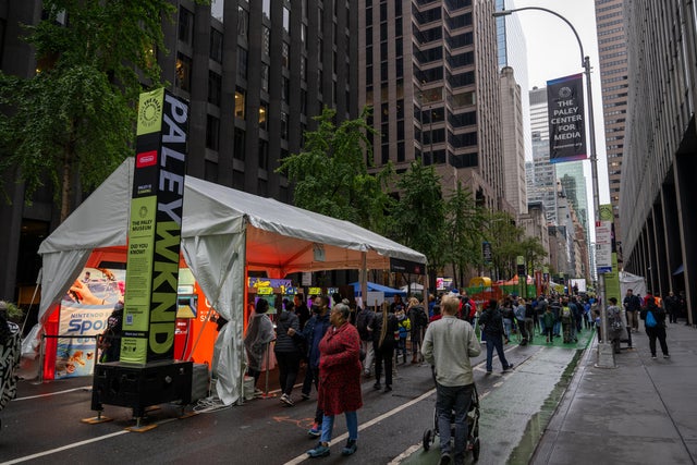 People attend PaleyWKND outside the Paley Museum on October 01, 2022 in New York City. 