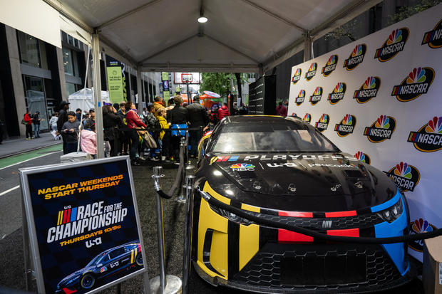 A Nascar car is displayed at PaleyWKND outside the Paley Museum on October 01, 2022 in New York City. 
