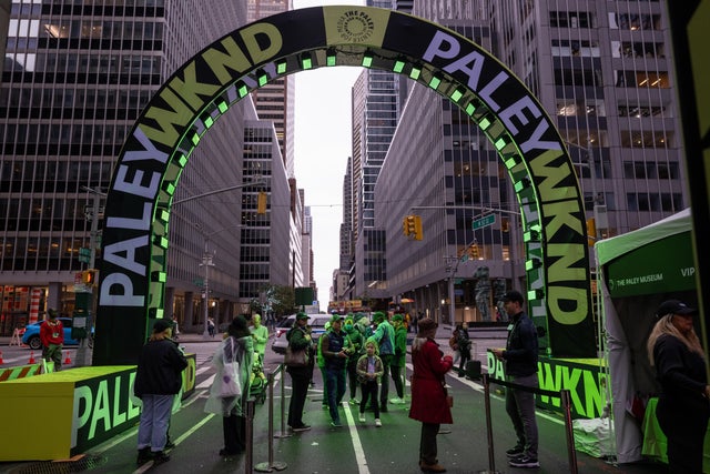 A view of the entrance to PaleyWKND outside the Paley Museum on October 01, 2022 in New York City. 