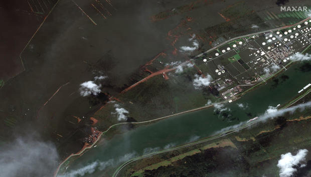 Overview of Ironton, Louisiana after Hurricane Ida. 