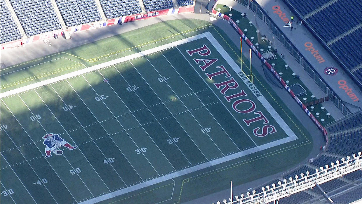 Patriots Add Retro Look To Midfield Logo End Zone For Throwback Game