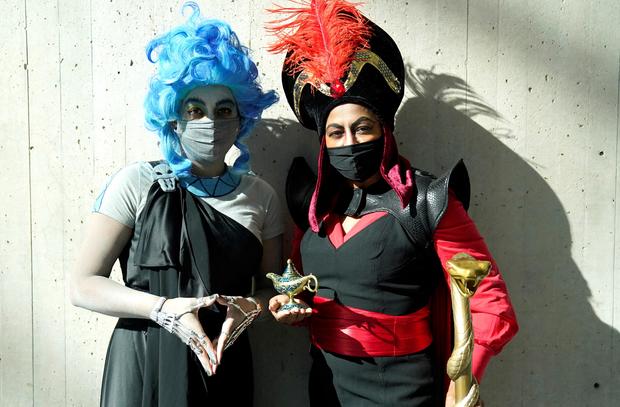 Cosplayers arrive for the first day of the New York Comic Con 2022 at the Jacob Javits Center in New York on October 6, 2022. 