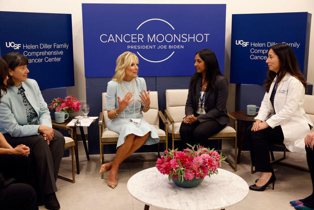 First Lady Jill Biden And National Cancer Institute Director Dr. Bertagnolli Discuss Breast Cancer Research At U. Of California 