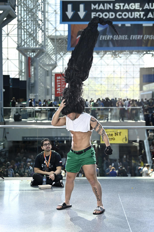 A Gon Freecss cosplayer poses during New York Comic Con 2022 on October 07, 2022 in New York City. 
