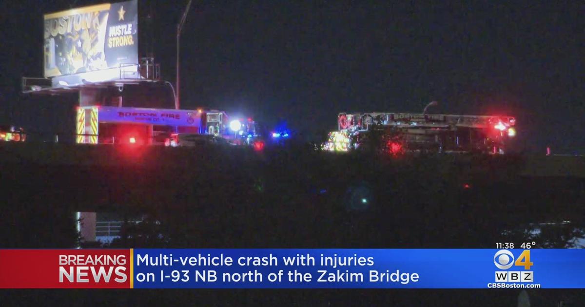 Multi-car crash with injuries on I-93 northbound on Zakim Bridge