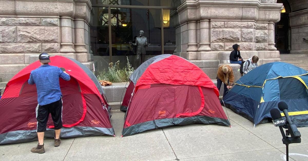Activists camp outside Minneapolis city hall