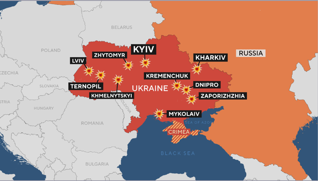 Map of Ukraine missile strikes