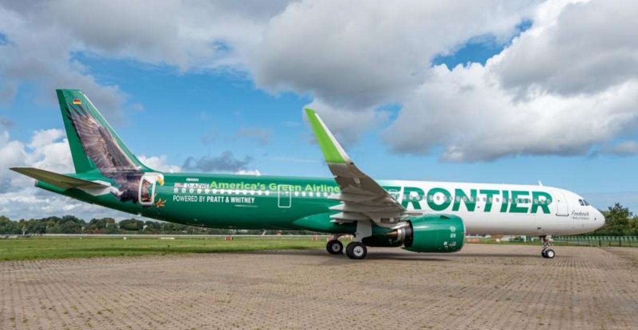 Frontier Airlines Unveils New Green Plane Cbs Colorado
