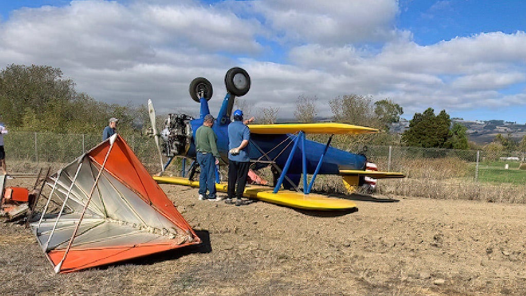 Pilot OK following crash of vintage biplane in Petaluma - CBS San Francisco