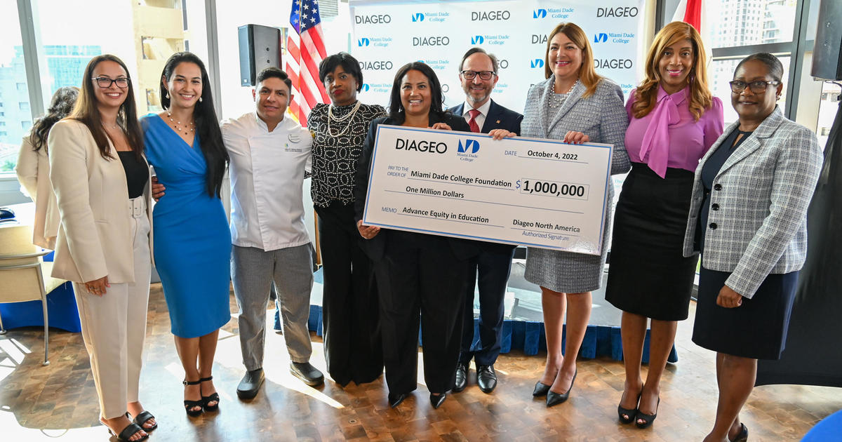 $1M gift to Miami Dade College from beverage giant Diageo will fund endowment, boost aid to minority students