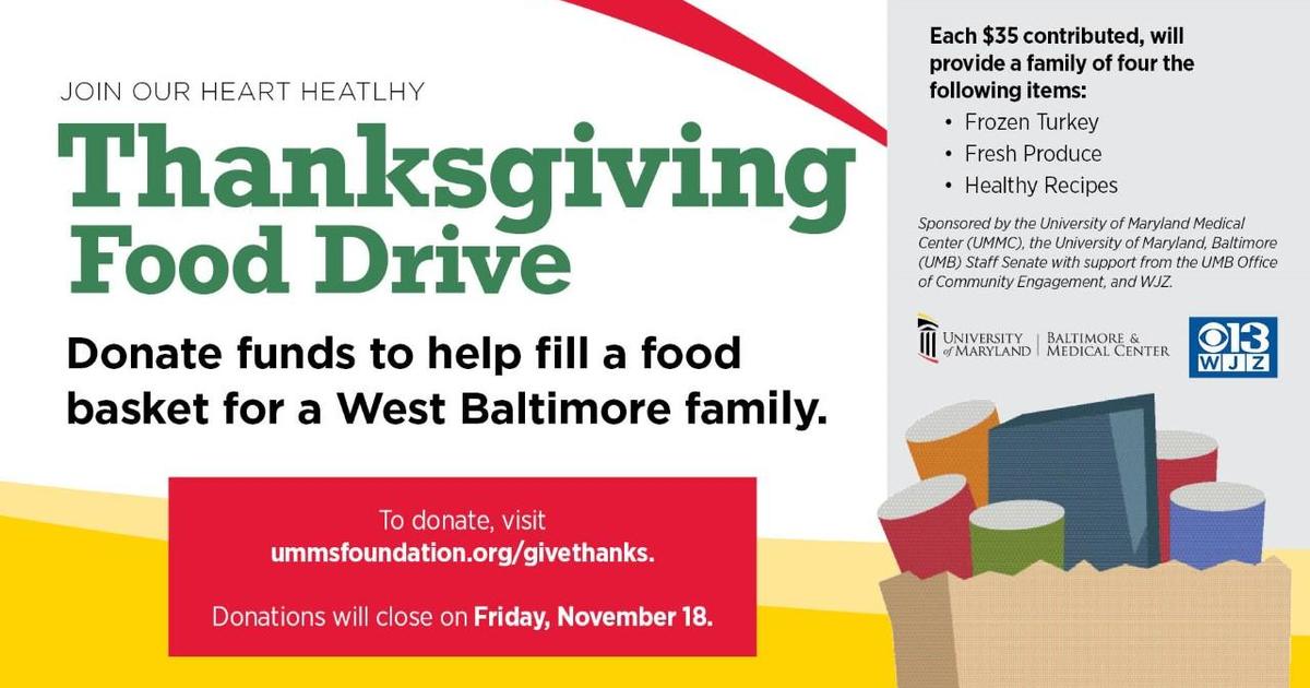 Donate to the University of Maryland Medical Center's Thanksgiving food drive - CBS Baltimore