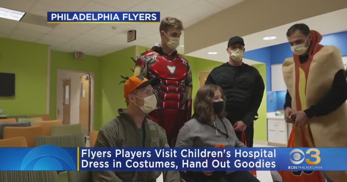 Flyers players visit children at Shriners Children's Hospital dressed