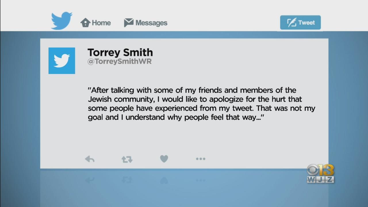 Former Raven Torrey Smith issues apology over comments related to Kanye  West's antisemitic remarks - CBS Baltimore