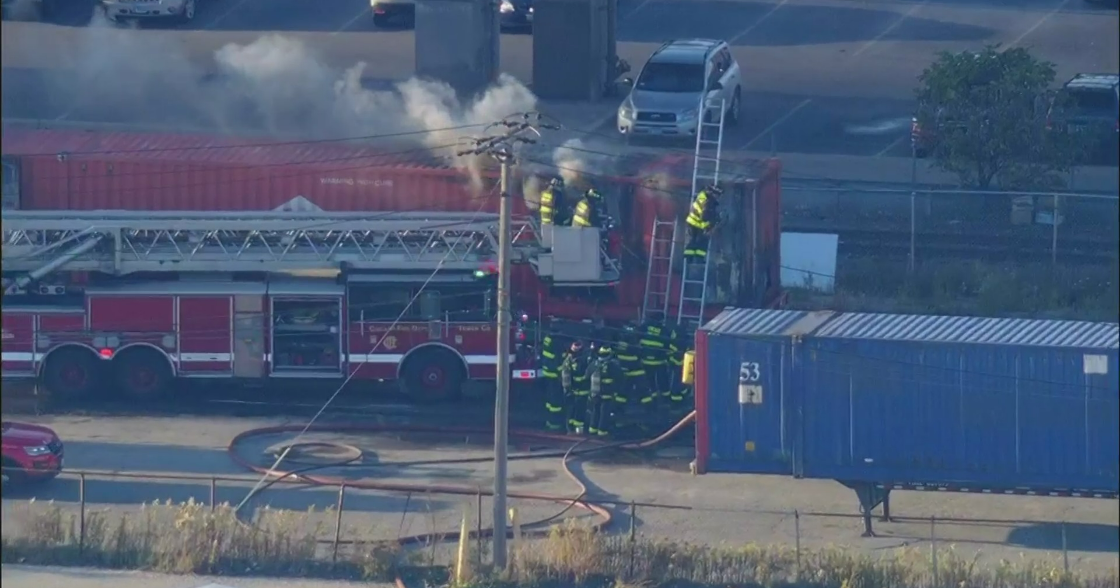 Fire in shipping container at Southwest Side truck yard CBS Chicago