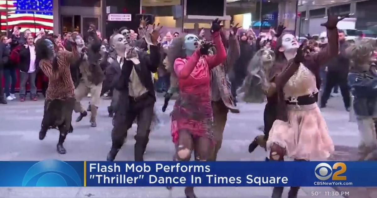 Flash mob performs "Thriller" dance in Times Square CBS New York