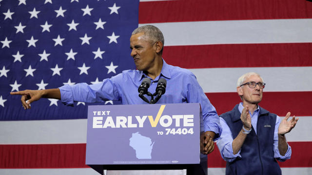 Former U.S. President Obama attends a rally with Wisconsin Governor Evers in Milwaukee 