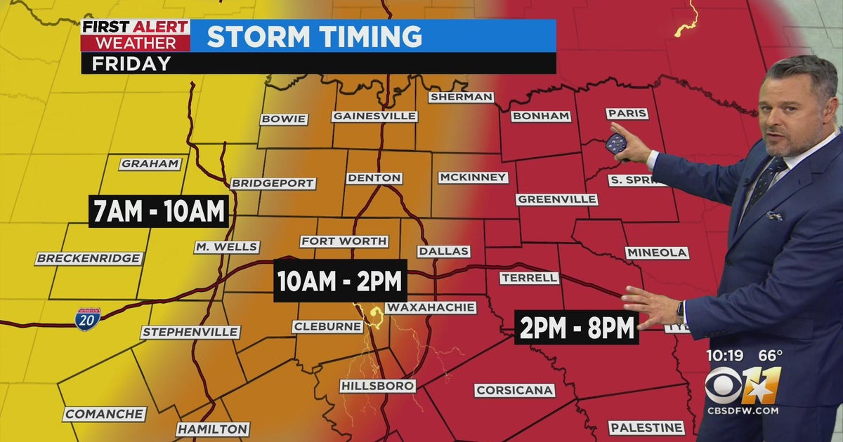 Strong to severe storms to roll through North Texas on Friday - CBS Texas