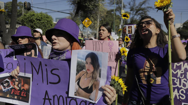 Protest demanding justice after the death of Ariadna Fernanda Lopez, a 27-year-old woman who was found dead on a highway in Morelos state, in Mexico City 