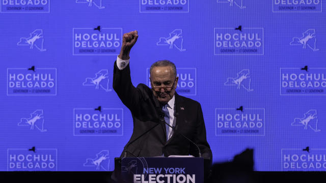 Chuck Schumer makes an appearance after winning his reelection campaign for Senate on November 8, 2022 in New York City. 