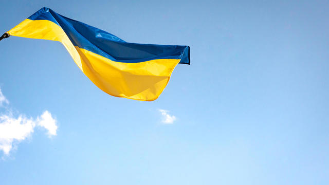 Support to Ukraine with national Ukrainian flag 