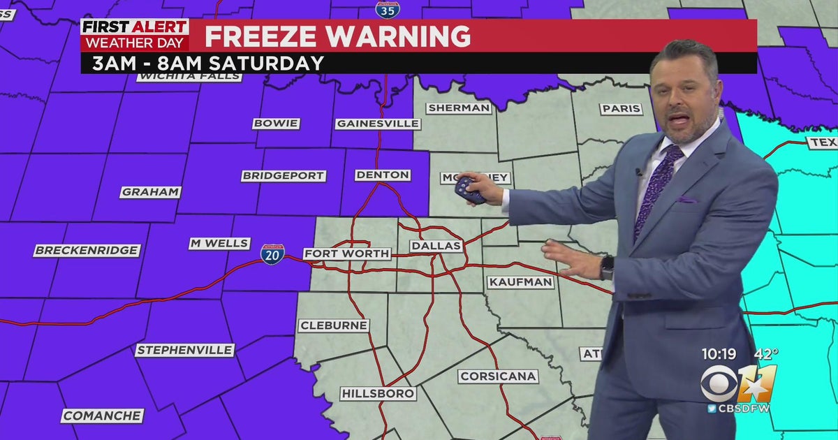 Portions of North Texas under freeze warning early Saturday - CBS Texas