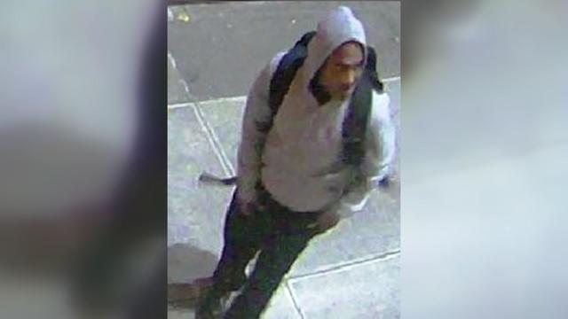 Surveillance photo of a man accused of throwing rocks at a Jewish middle school. 