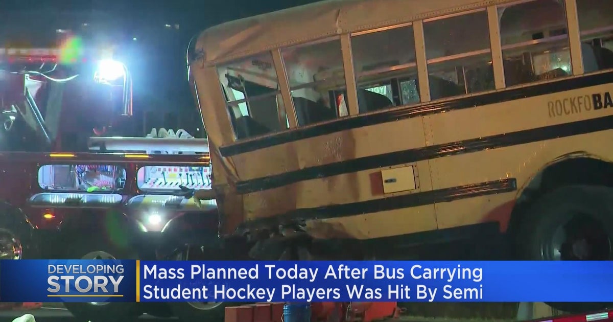 Mass Monday after bus carrying student hockey players was hit by semi CBS Chicago