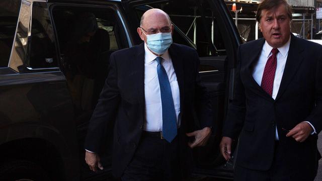 Allen Weisselberg arrives for his plea hearing at state Supreme Court in Manhattan, Thursday, Aug. 18, 2022 with his lawyer Nicholas Gravante. 