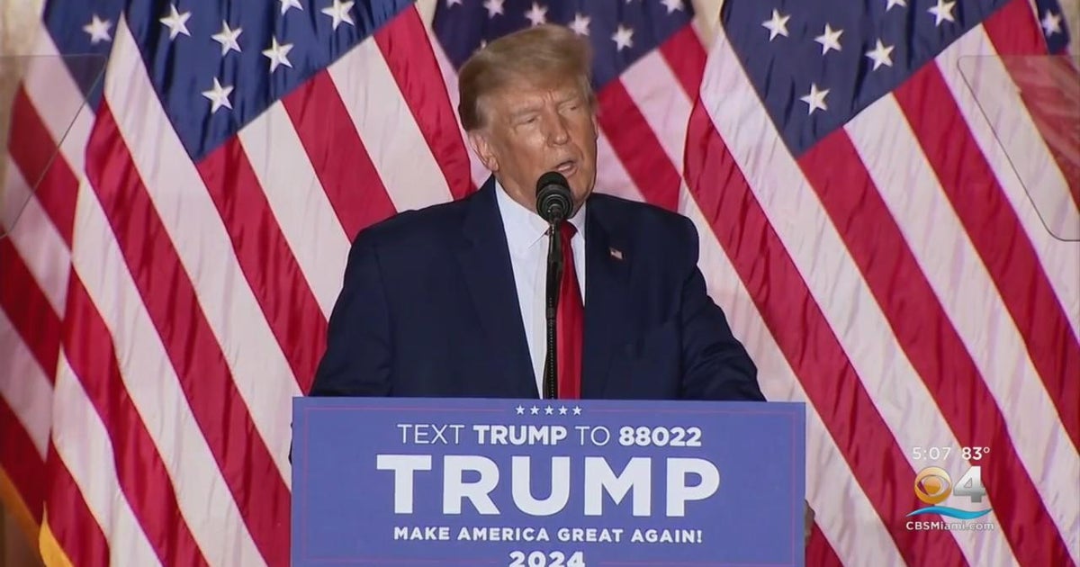 Trump announces his candidacy for presidential election 2024 CBS Miami