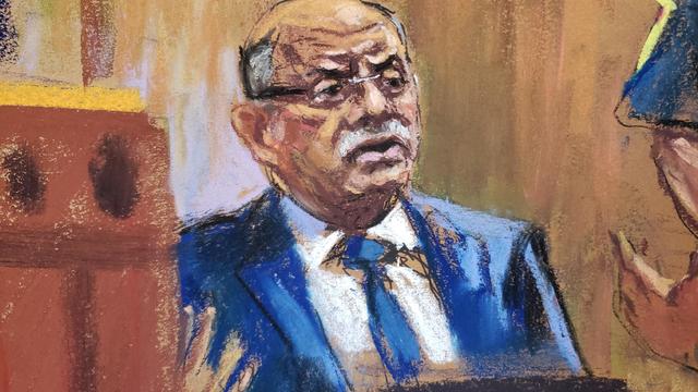 Courtroom sketch of former Trump Organization executive Allen Weissleberg testifying 