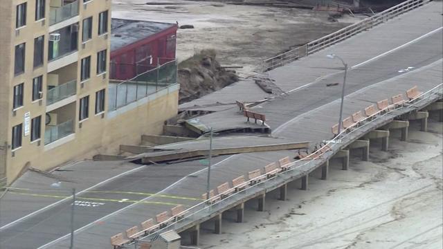 A boardwalk damaged by Superstorm Sandy. 