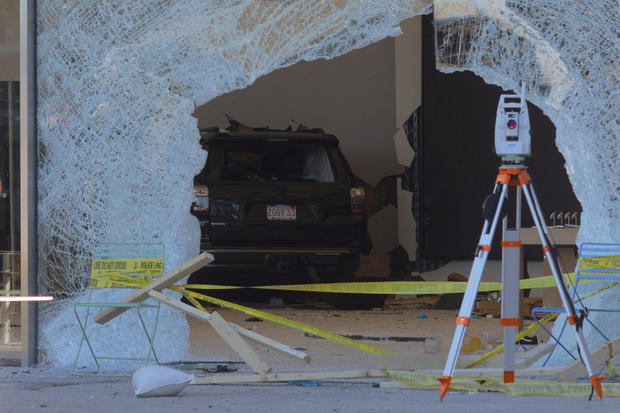 A vehicle crashed into an Apple store in Hingham, Massachusetts, November 21, 2022. 